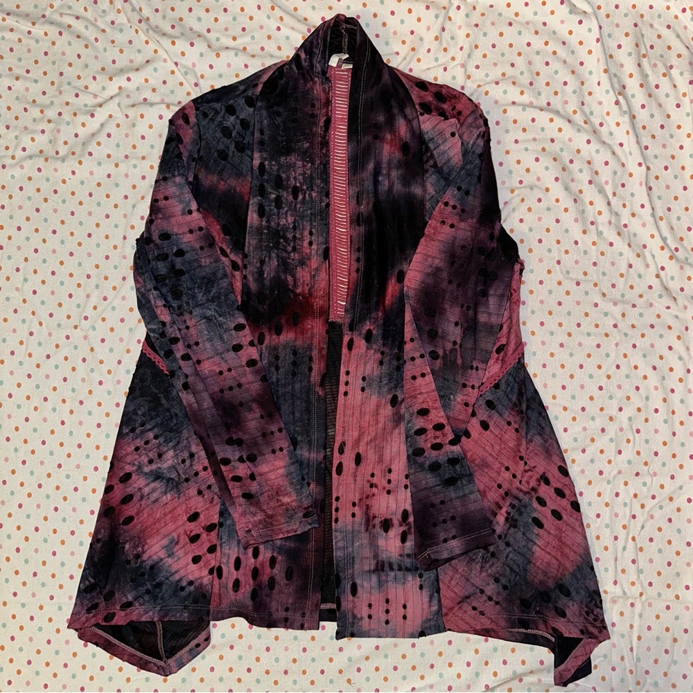 C EST 1946 Tie-Dye Open Front Cardigan - Boho Lace Back, Size L